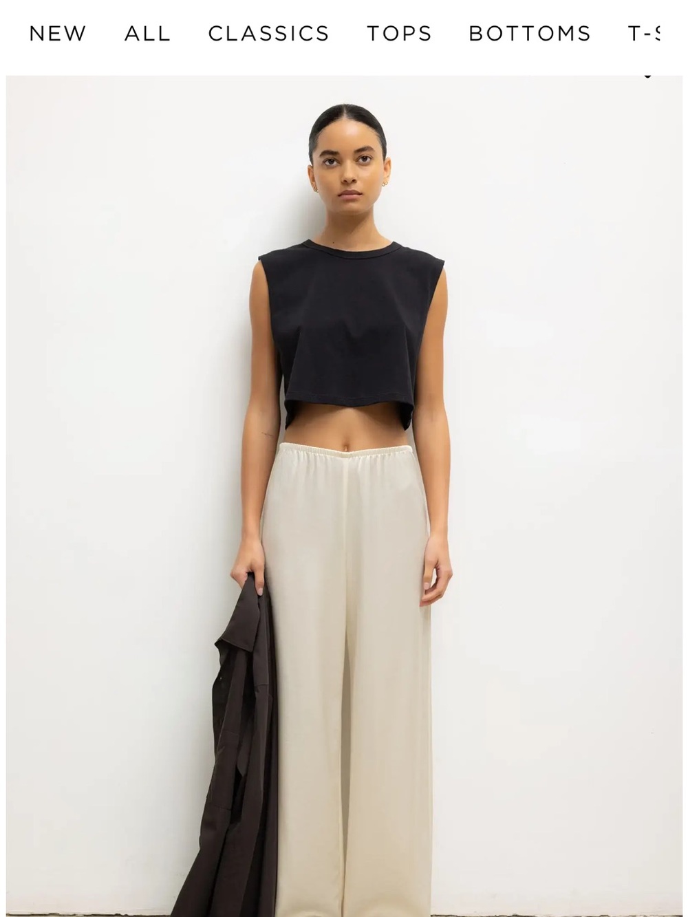 LESET Wide Leg Pants in Cream